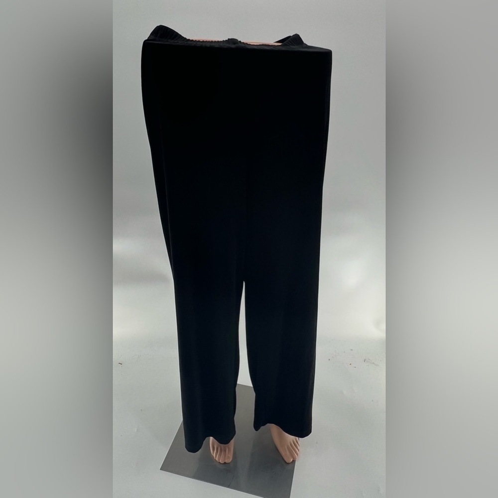 Chico's Travelers Size 2R (US L) Black Wide Leg Pants Jersey Stretch